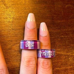 Set of Best-Friends acrylic rings. colors pink, purple, magenta.